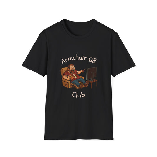 Armchair QB Club Tee 🏈 Funny Dad Sports Fan Shirt – Unisex Softstyle T-shirt